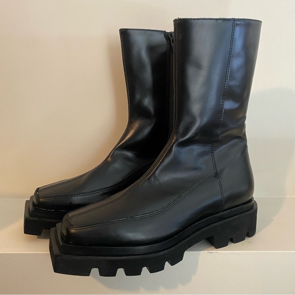 FREE PEOPLE ALOHAS Black Leather Boots Size 38